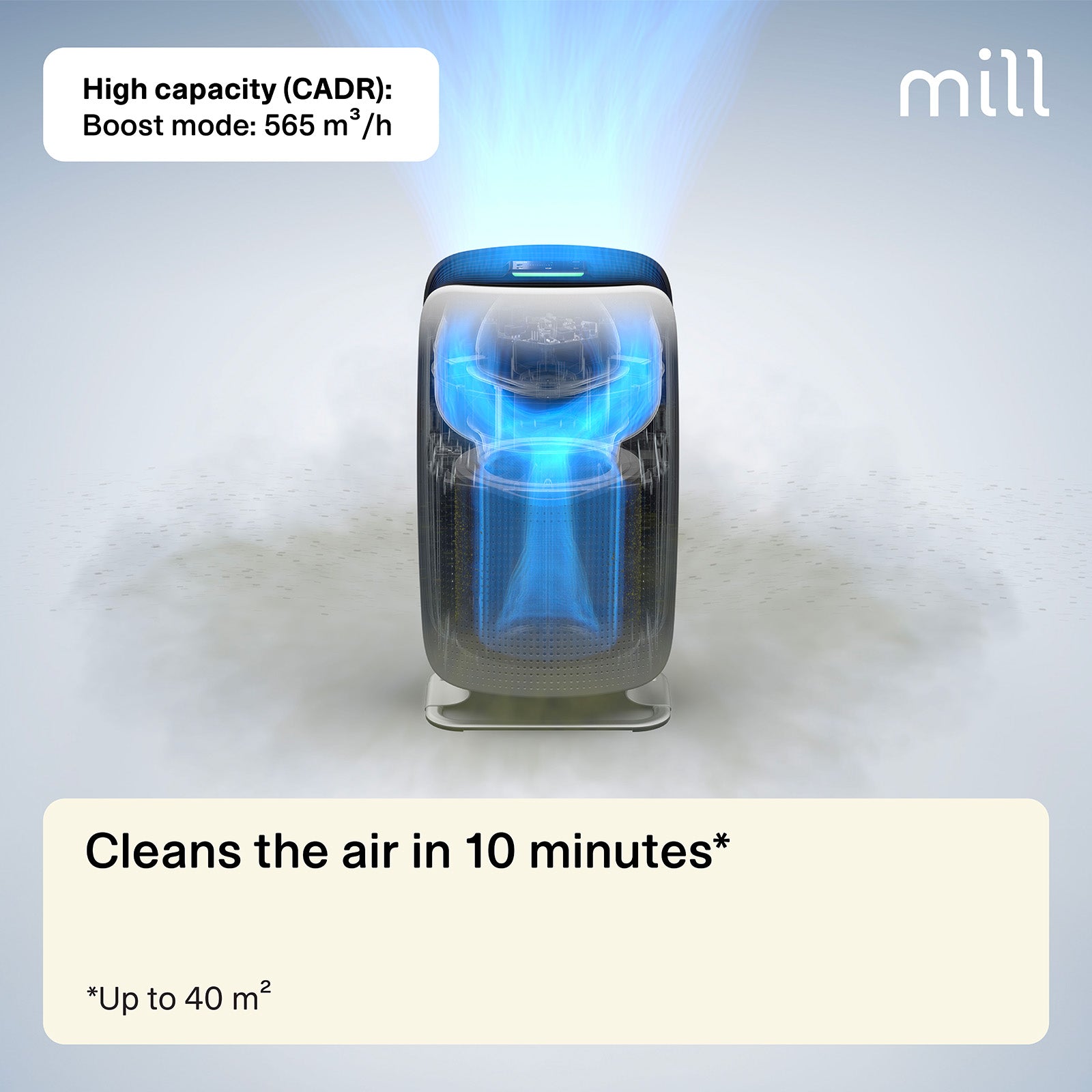 Mill Silent Pro Air Purifier with HEPA-13 Filter – ultra-quiet electric air purifier for allergy and asthma relief in Australian and New Zealand homes. Removes dust, bacteria, and fine particles, ideal for bedrooms and living rooms AU NZ.