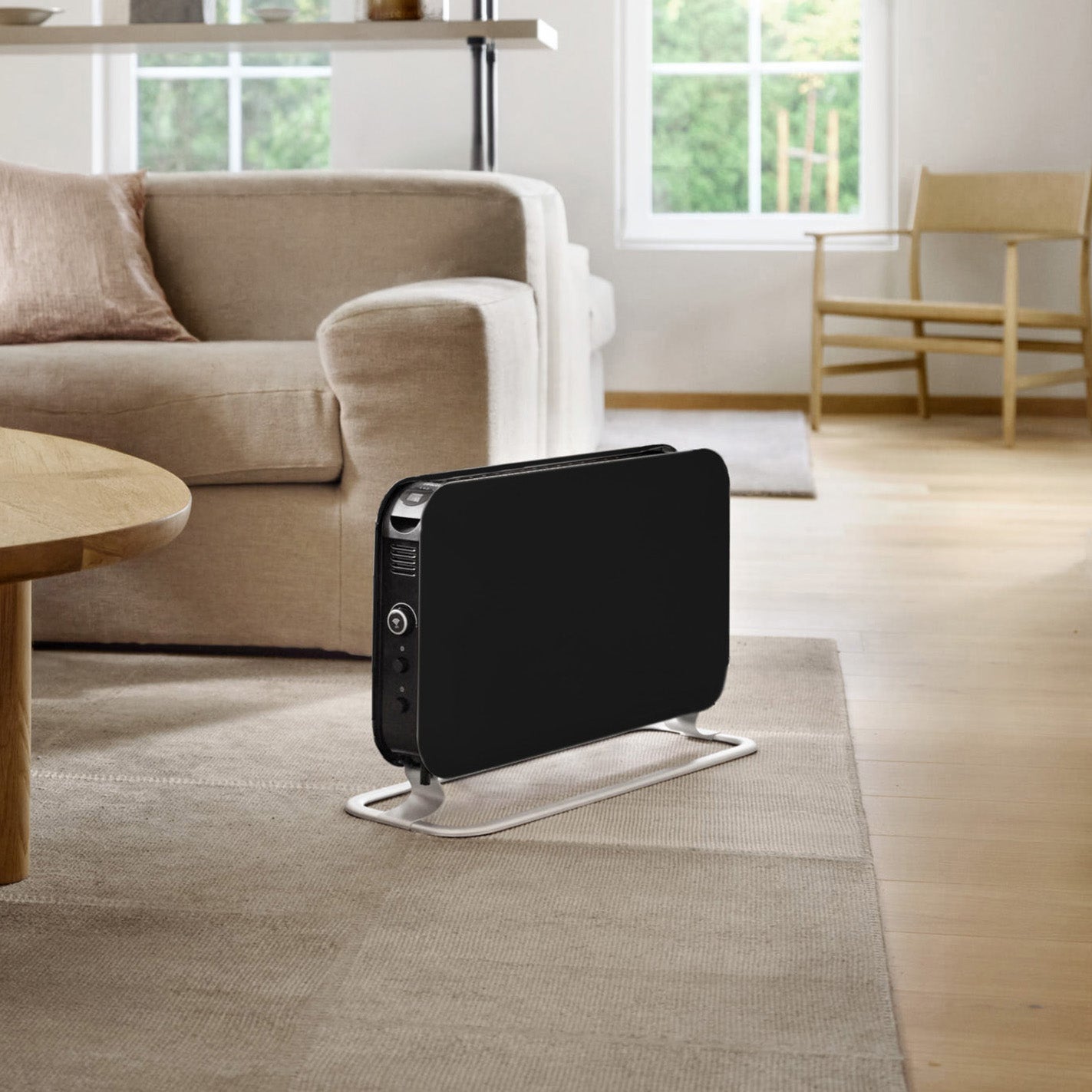 Mill 2000W Black Instant Convection Heater – modern black electric convection panel heater with LED display for large rooms in Australia and New Zealand. Fast heat-up, digital thermostat, wall mount, quiet operation AU NZ.