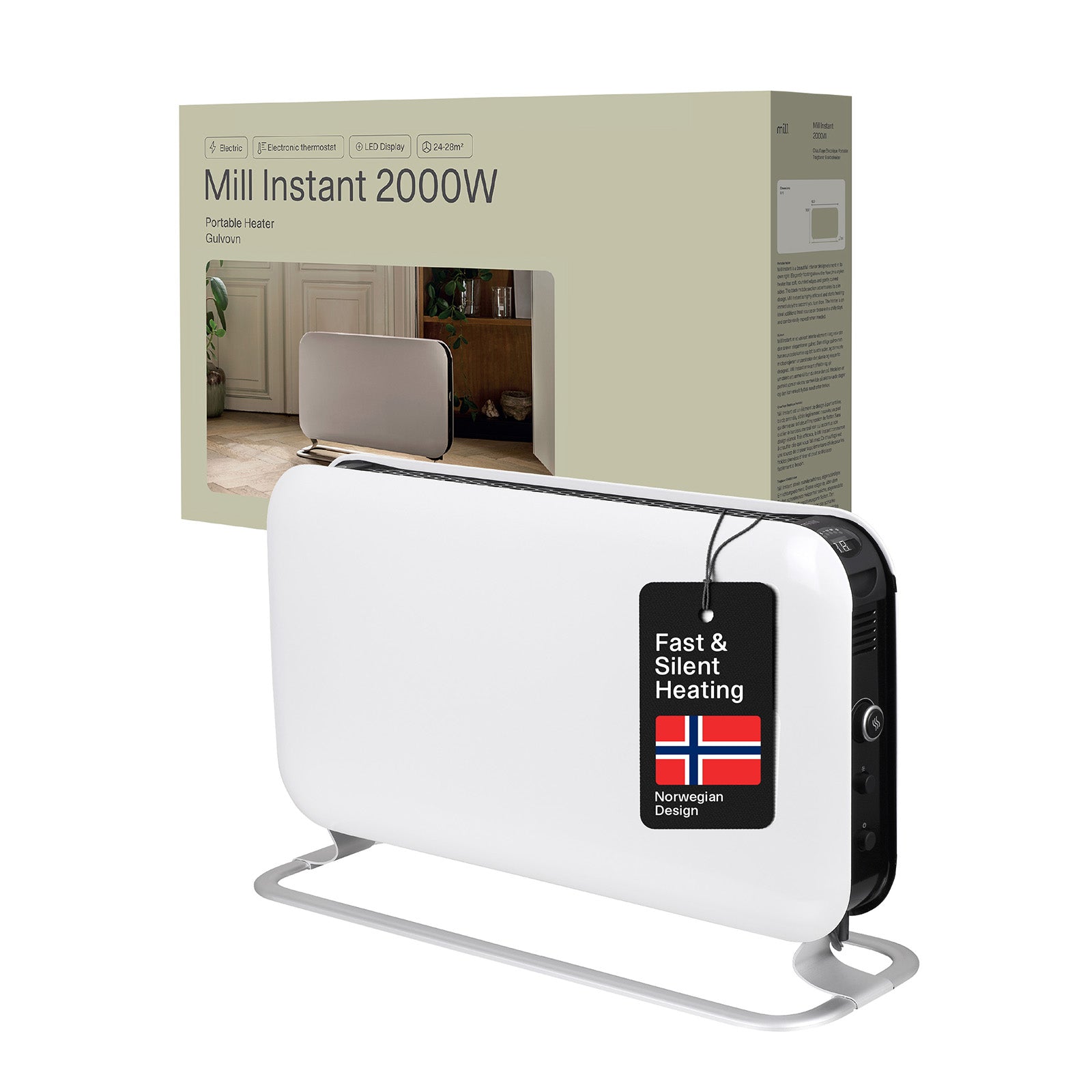 Mill 2000W White Instant Convection Heater | Red Dot Award Winner 2019