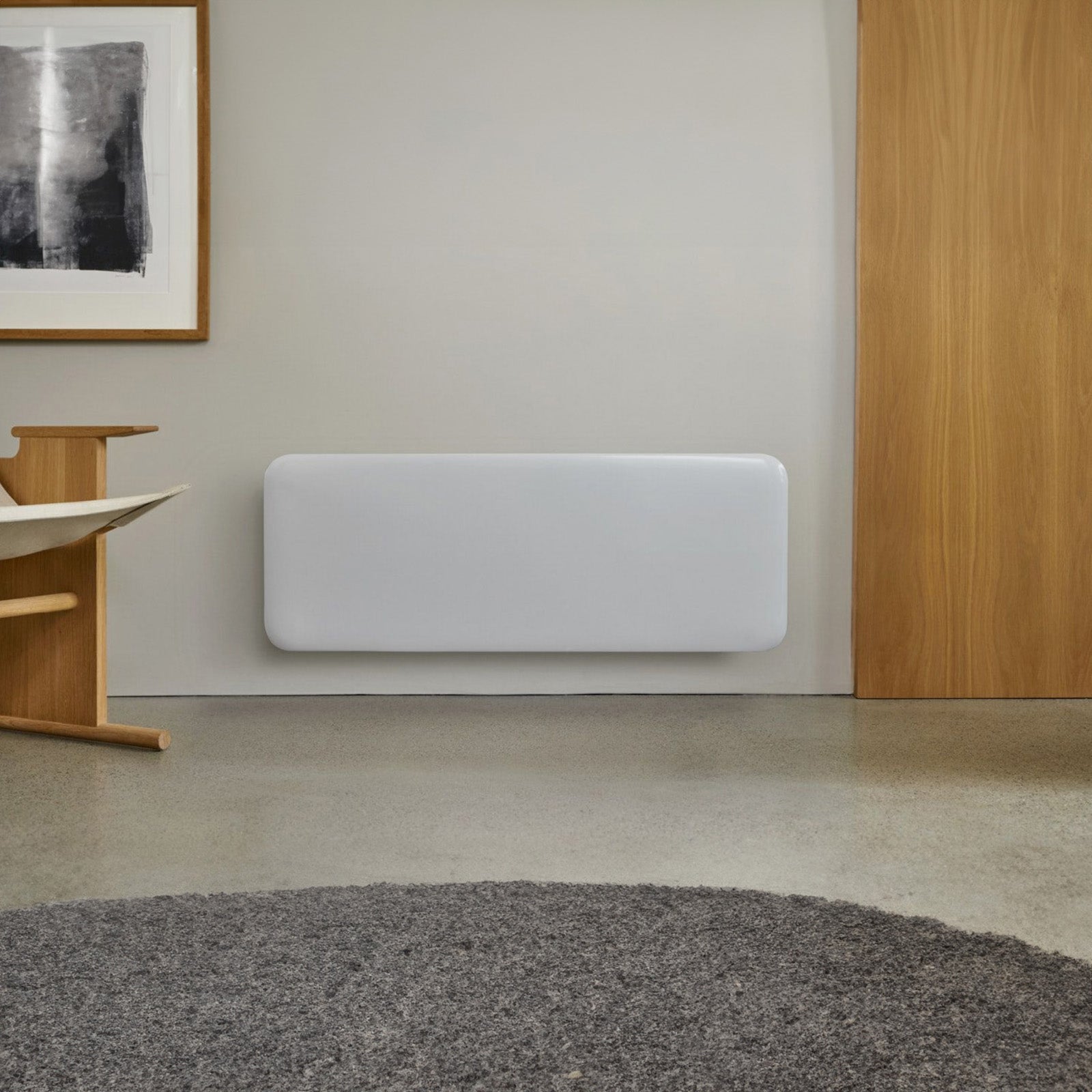 Mill 2000W Invisible Panel Heater wall mount and portable – powerful Scandinavian electric heater for large rooms up to 28m² in Australia and New Zealand. IPX4 bathroom approved, digital thermostat, 24hr timer AU NZ.