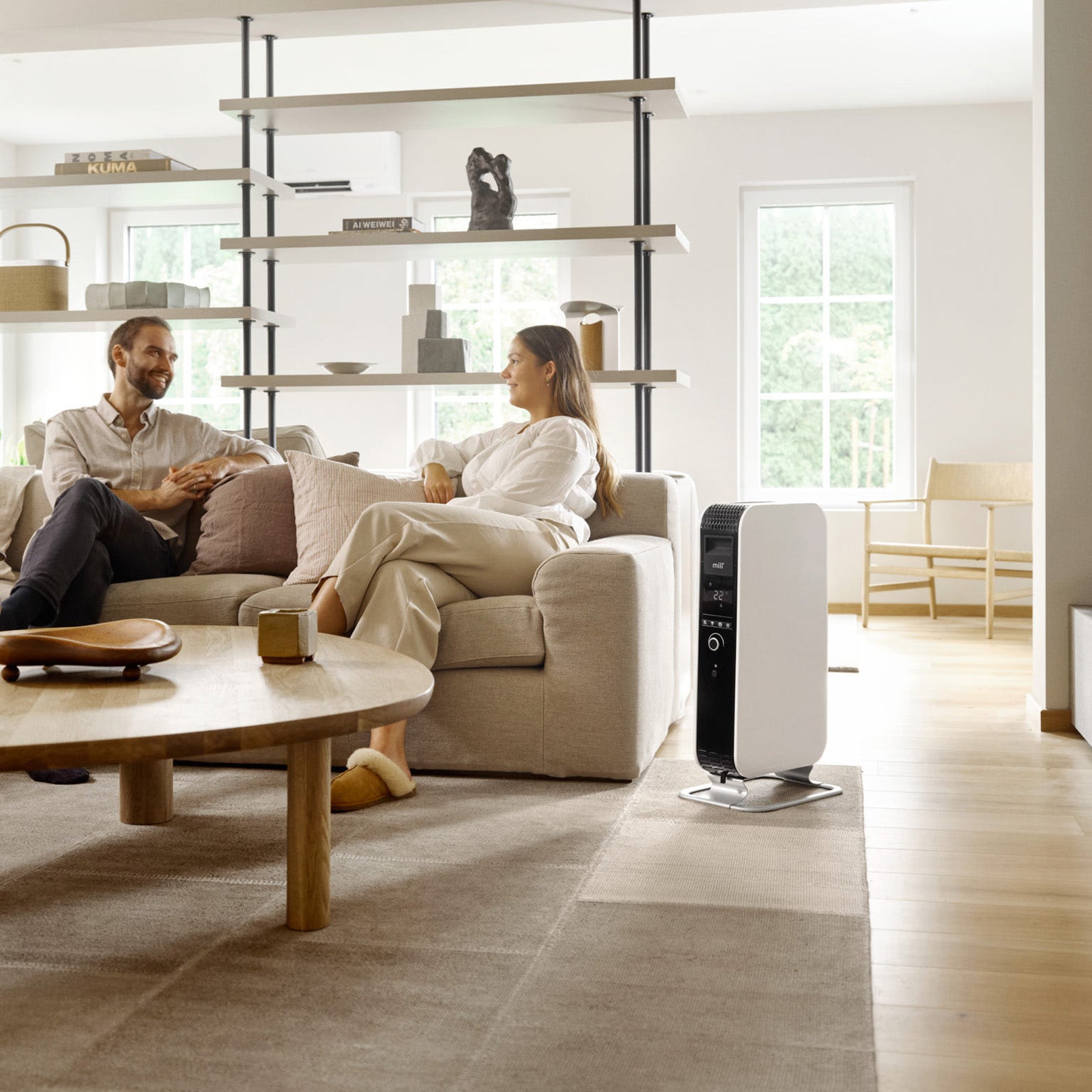 Mill 1500W Smart Wi-Fi Gentle Air Oil Heater – allergy-friendly portable electric oil column heater with Wi-Fi app control for medium rooms up to 18m² in Australia and New Zealand. Heat Boost Technology, quiet operation AU NZ.